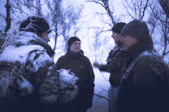 De minister en CDS in de sneeuw.