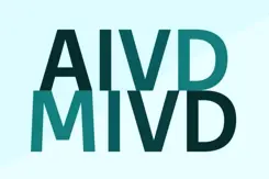 Blauwe ondergrond met logo AIVD MIVD erop