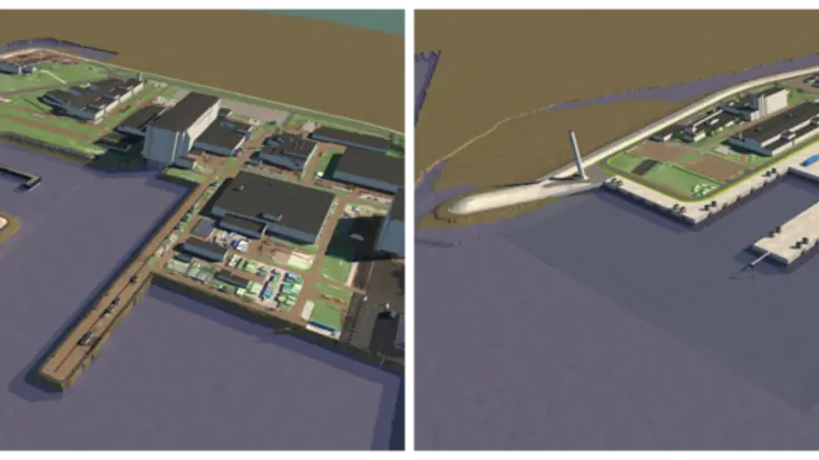 Illustraties van de huidige en de nieuwe situatie in de Berghaven.