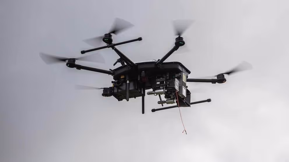 Drone in de lucht.