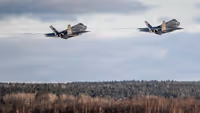2 F-35's boven bos.