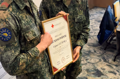Onderscheiding in handen van militairen.