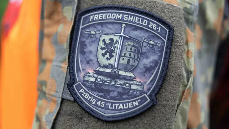 Een foto van de patch van oefening Freedom Shield.