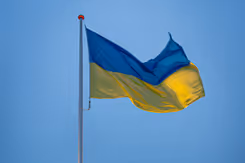 Wapperende Oekraïense vlag.