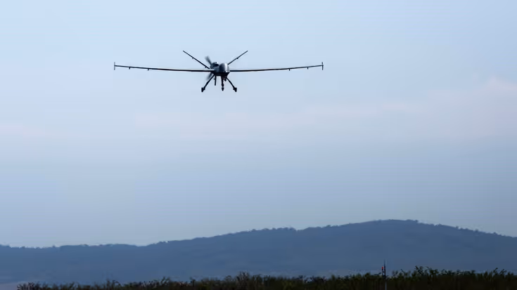 MQ9 Reaper vliegt in de lucht